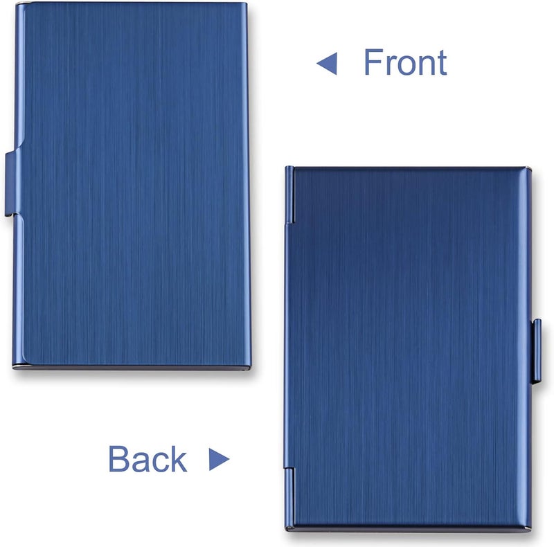 DMFLY Business Card Holder, Slim Business Card Case for Men & Women, Pocket Metal Card Case, Professional Stainless Steel Business Card Holders, Purse Name Card Holder, Buckle Style Shut, Blue - Image 4